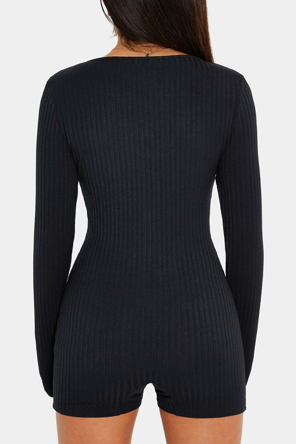 SOLADO Cut Out Stripe Knitted Long Sleeve Romper Playsuit 7 SOLADO Cut Out Stripe Knitted Long Sleeve Romper Playsuit - Image 7
