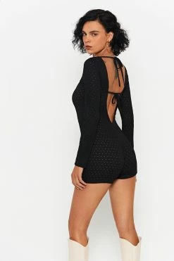 SOLADO Cut Out Backless Solid Romper Playsuit