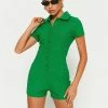 Solado Lapel Neck Terry Button Front Romper Playsuit