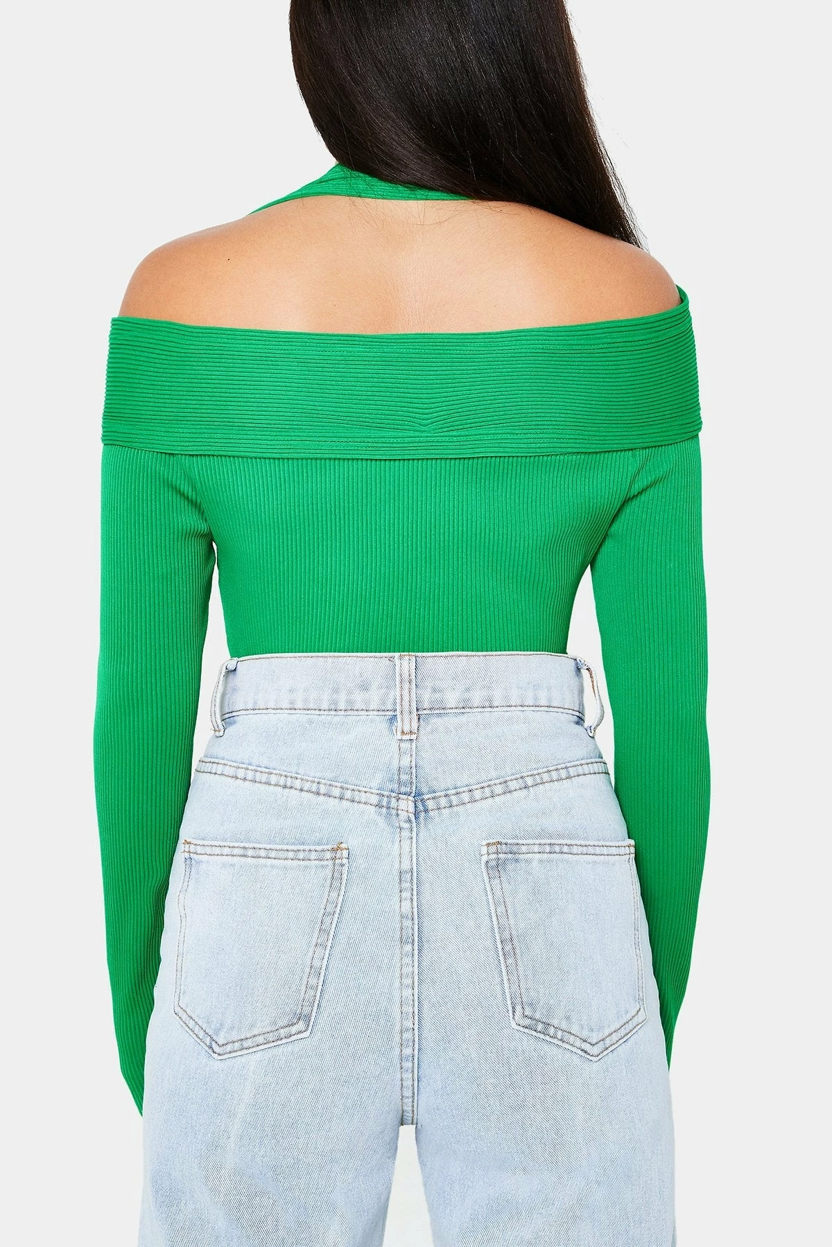 SOLADO Halter Neck Cold Shoulder Ribbed Knit Bodysuit - Image 7