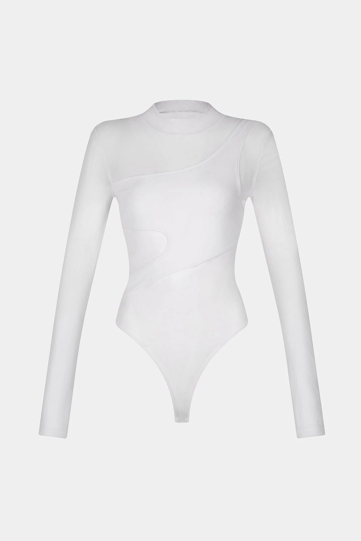 SOLADO Mock Neck Cut Out Mesh Long Sleeve Bodysuit - Image 6