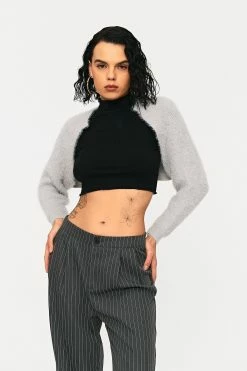 Solado Open Front Ribbed Knit Fluffy Long Sleeve Cardigan