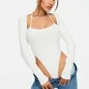 Solado Cut Out Long Sleeve Bodycon Solid Bodysuit