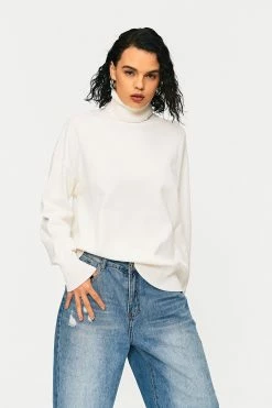 Solado High Neck Drop Shoulder Ribbed Knit Sweater