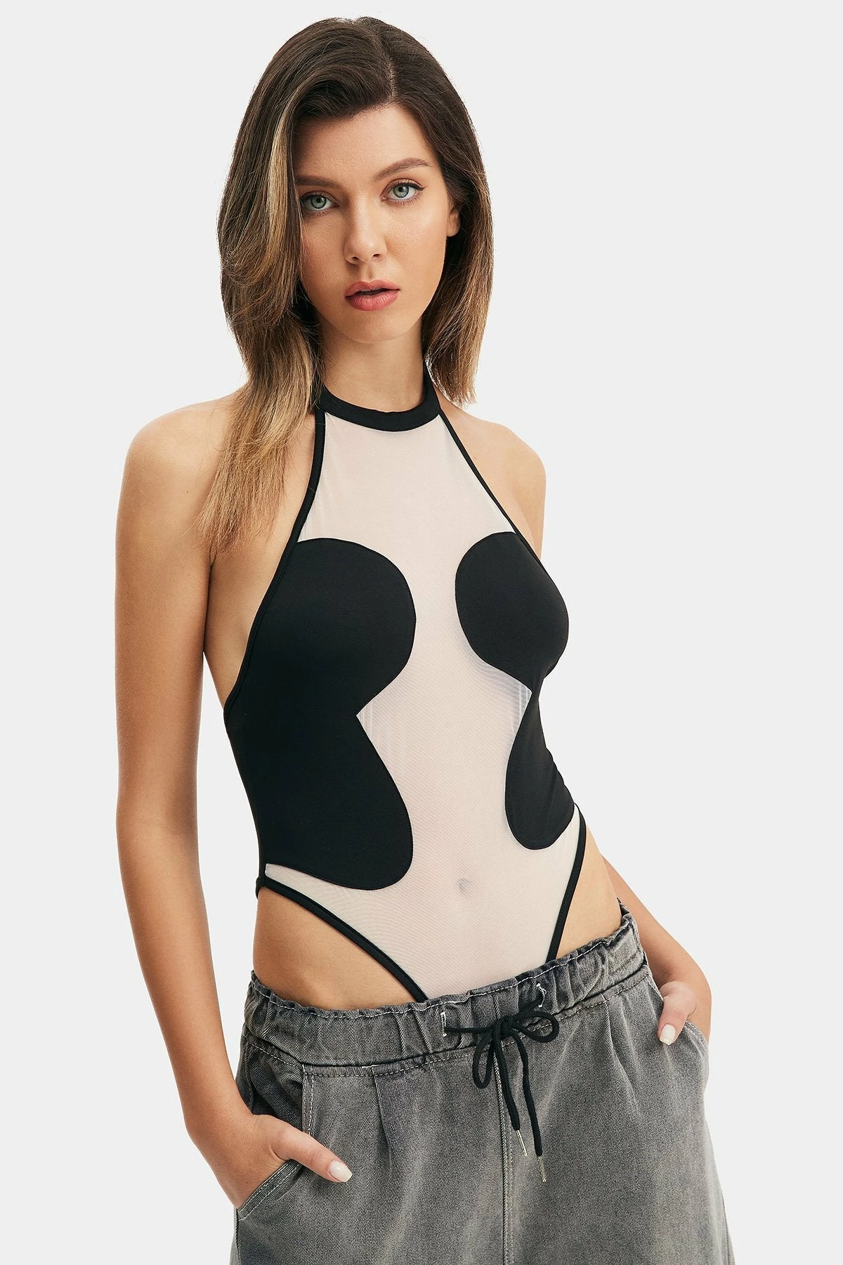 Solado Mesh Splicing Cut Out Backless Bodysuit 3 Solado Mesh Splicing Cut Out Backless Bodysuit - Image 3
