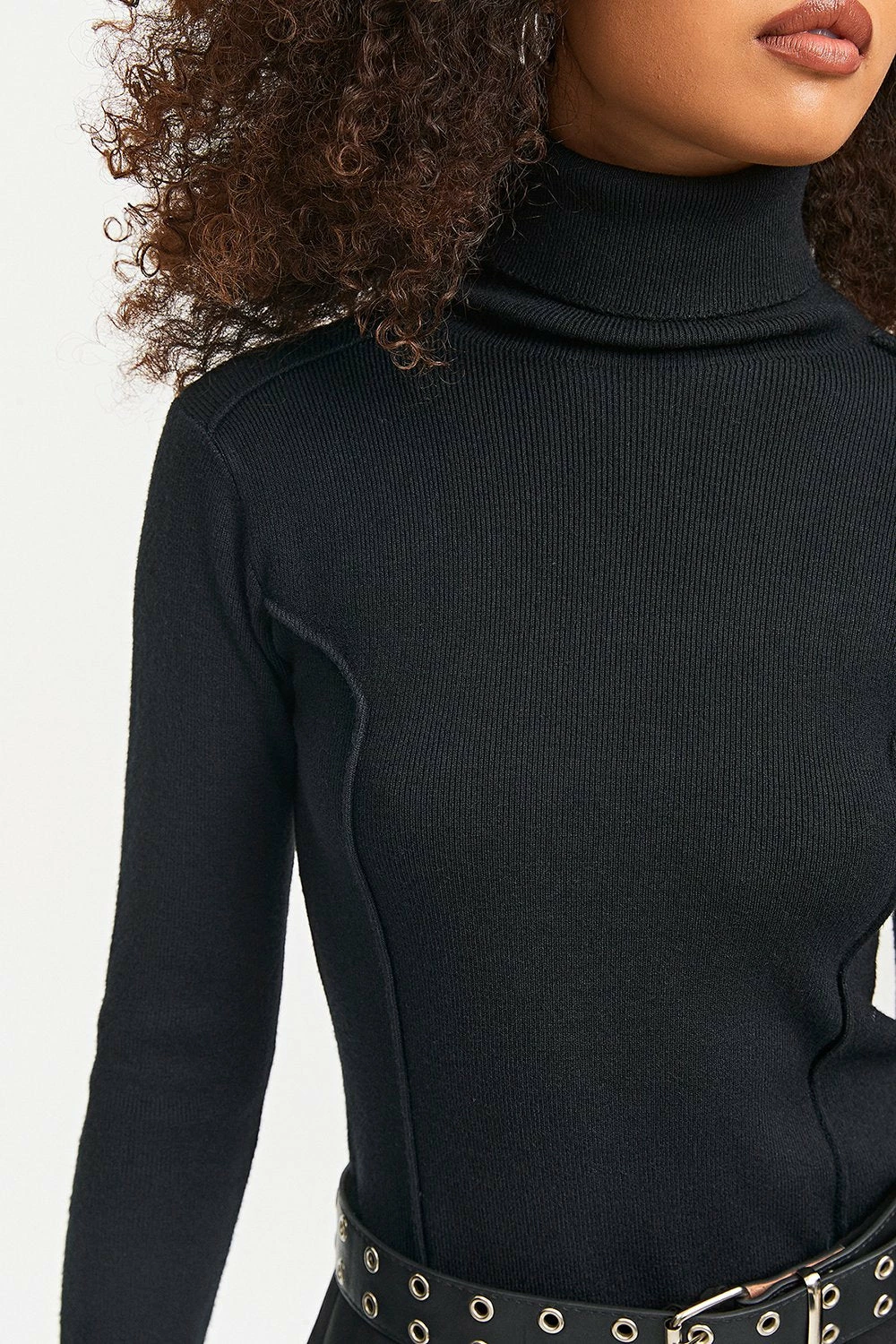 Solado High Neck Ribbed Knit Seam Detail Long Sleeve Sweater 5 Solado High Neck Ribbed Knit Seam Detail Long Sleeve Sweater - Image 5