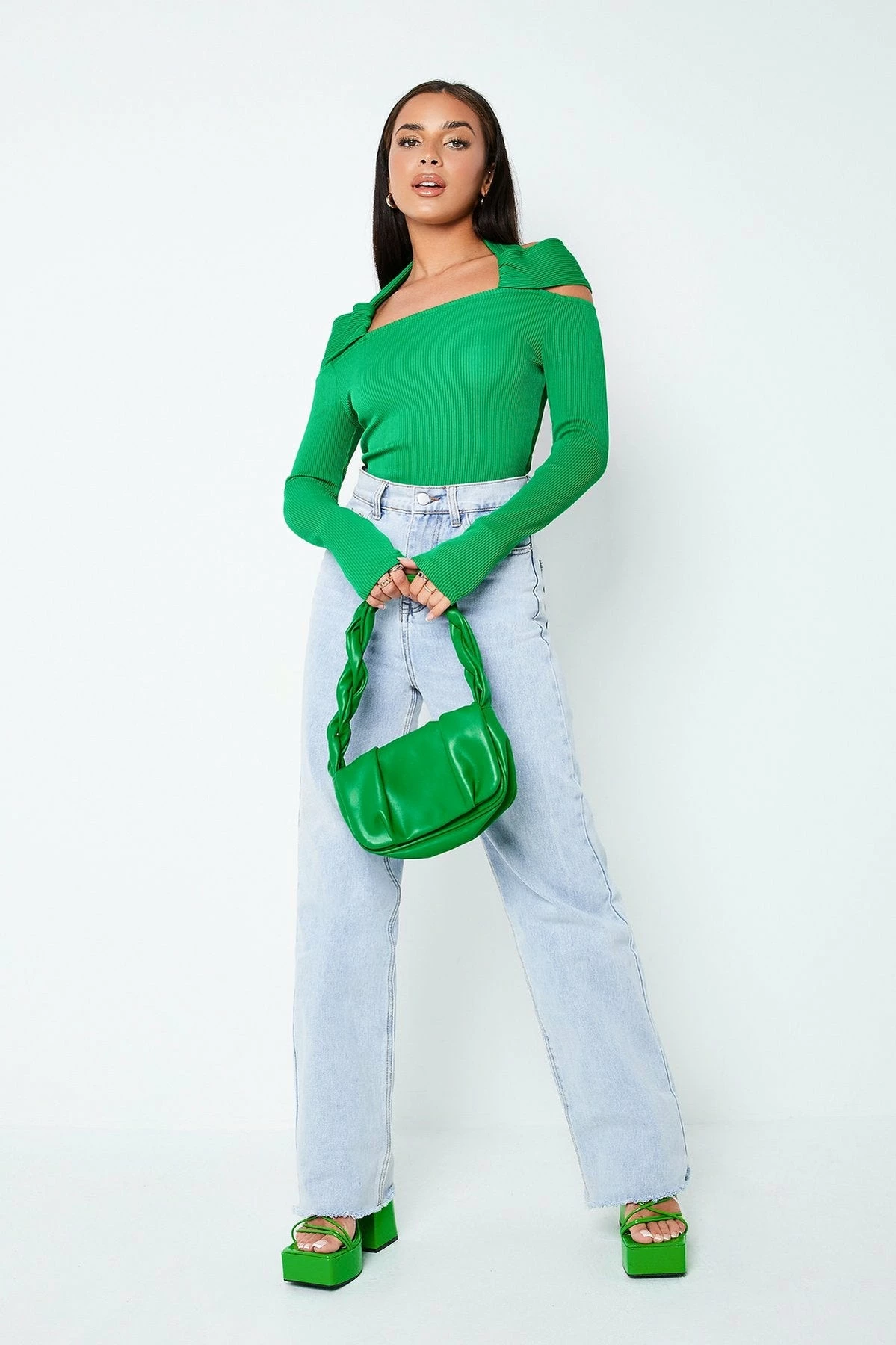 SOLADO Halter Neck Cold Shoulder Ribbed Knit Bodysuit - Image 5