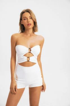 Solado Off Shoulder O-Ring Decor Cut Out Rompers Playsuit