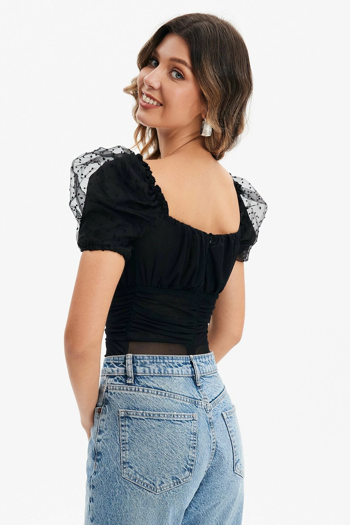 Solado Square Neck Mesh Splicing Bodysuit 2 Solado Square Neck Mesh Splicing Bodysuit - Image 2