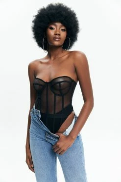Solado Off Shoulder Mesh Underwire Cut Out Bodysuit