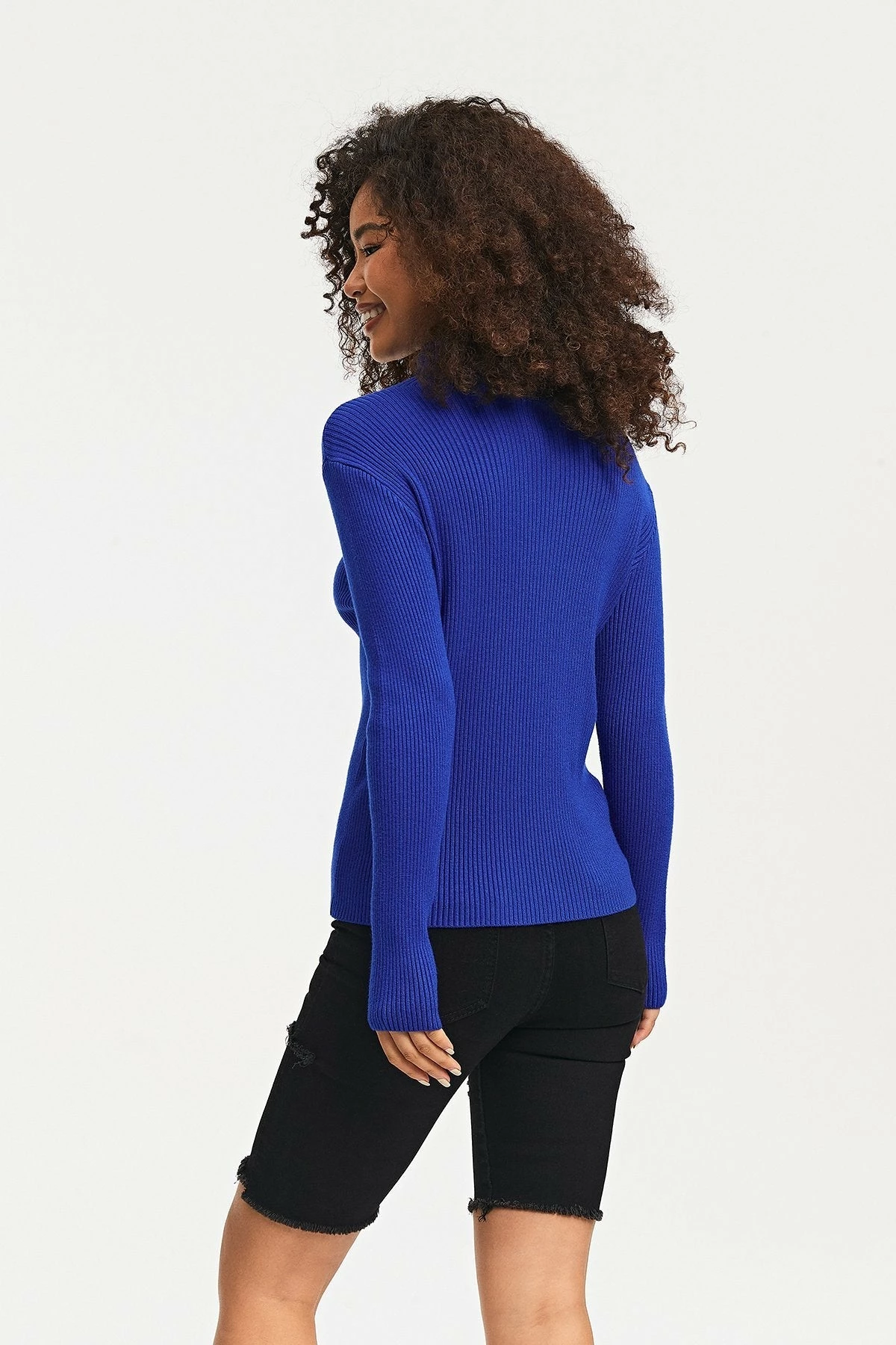 Solado High Neck Ribbed Knit Long Sleeve Solid Sweater - Image 3