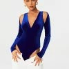 SOLADO 2 In 1 Plunging Neck Cut Out Velvet Bodysuit
