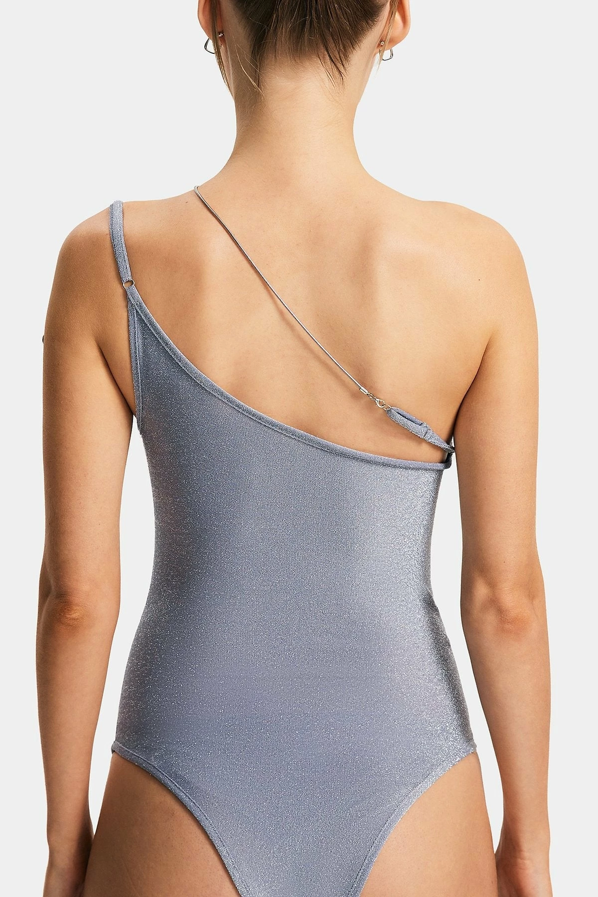 Solado Lurex Metallic Strap Asymmetrical Neck Bodysuit - Image 7