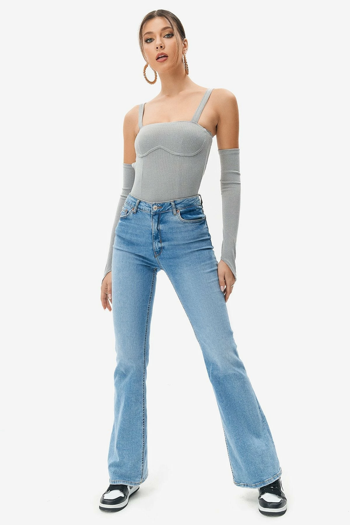 Solado Ribbed Cold Shoulder Backless Bodysuit With Oversleeve 5 Solado Ribbed Cold Shoulder Backless Bodysuit With Oversleeve - Image 5