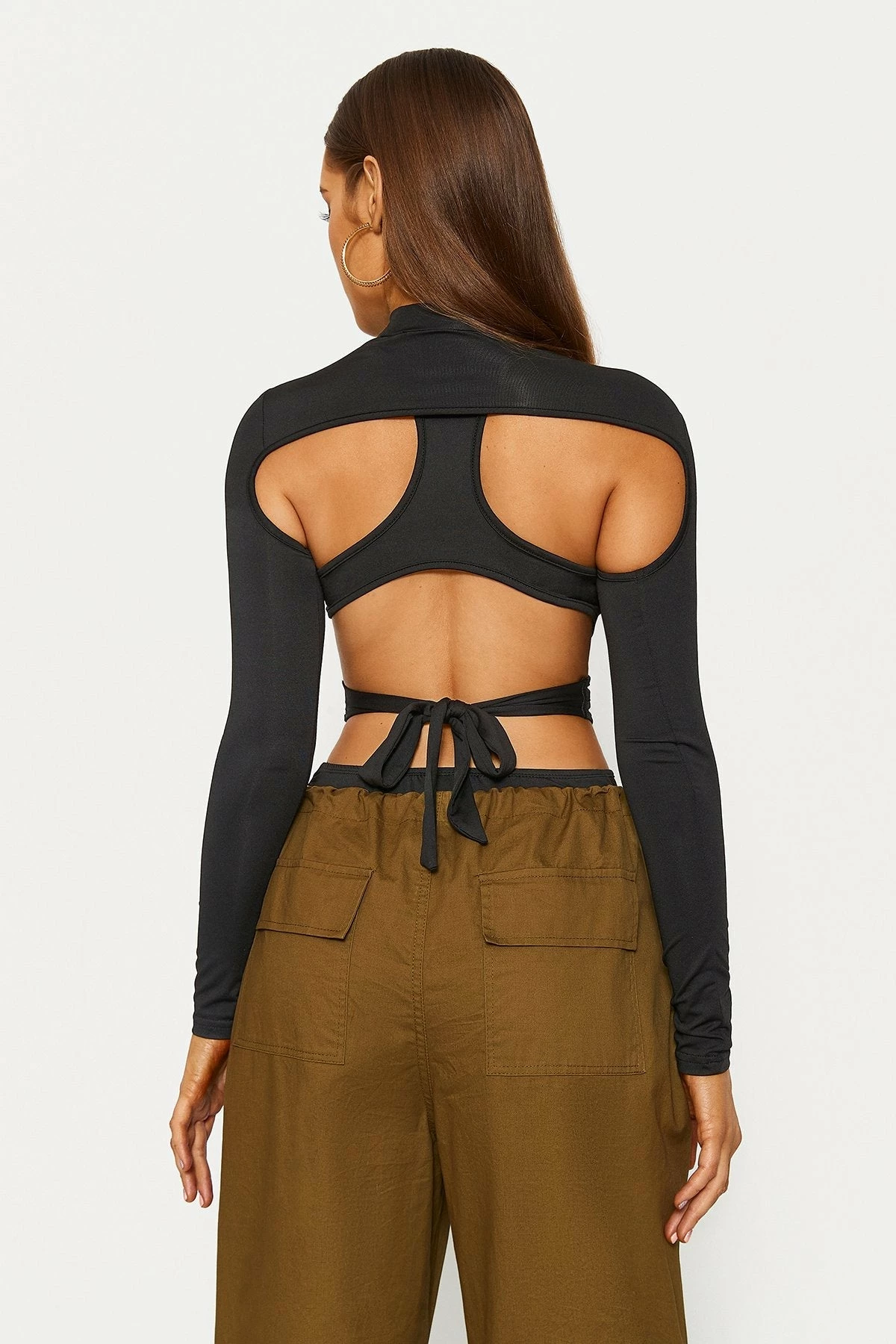 Solado Cut Out Cross Over Tie Back Long Sleeve Bodysuit - Image 3