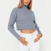 Solado High Neck Ribbed Knitted Long Sleeve Sweater