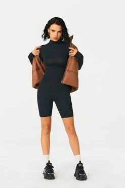 SOLADO Modal Mock Neck Long Sleeve Romper Playsuit