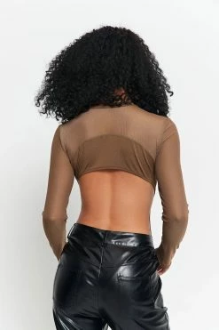 Alternative view of Solado Mesh Splicing Open Back Long Sleeve Bodysuit
