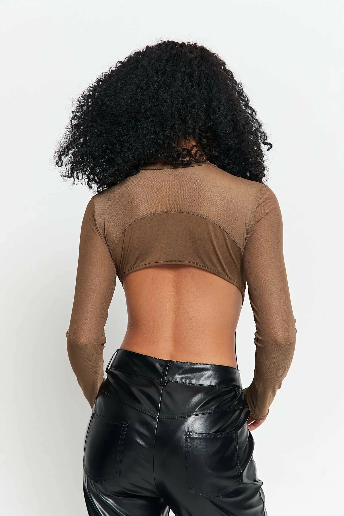 Solado Mesh Splicing Open Back Long Sleeve Bodysuit 2 Solado Mesh Splicing Open Back Long Sleeve Bodysuit - Image 2
