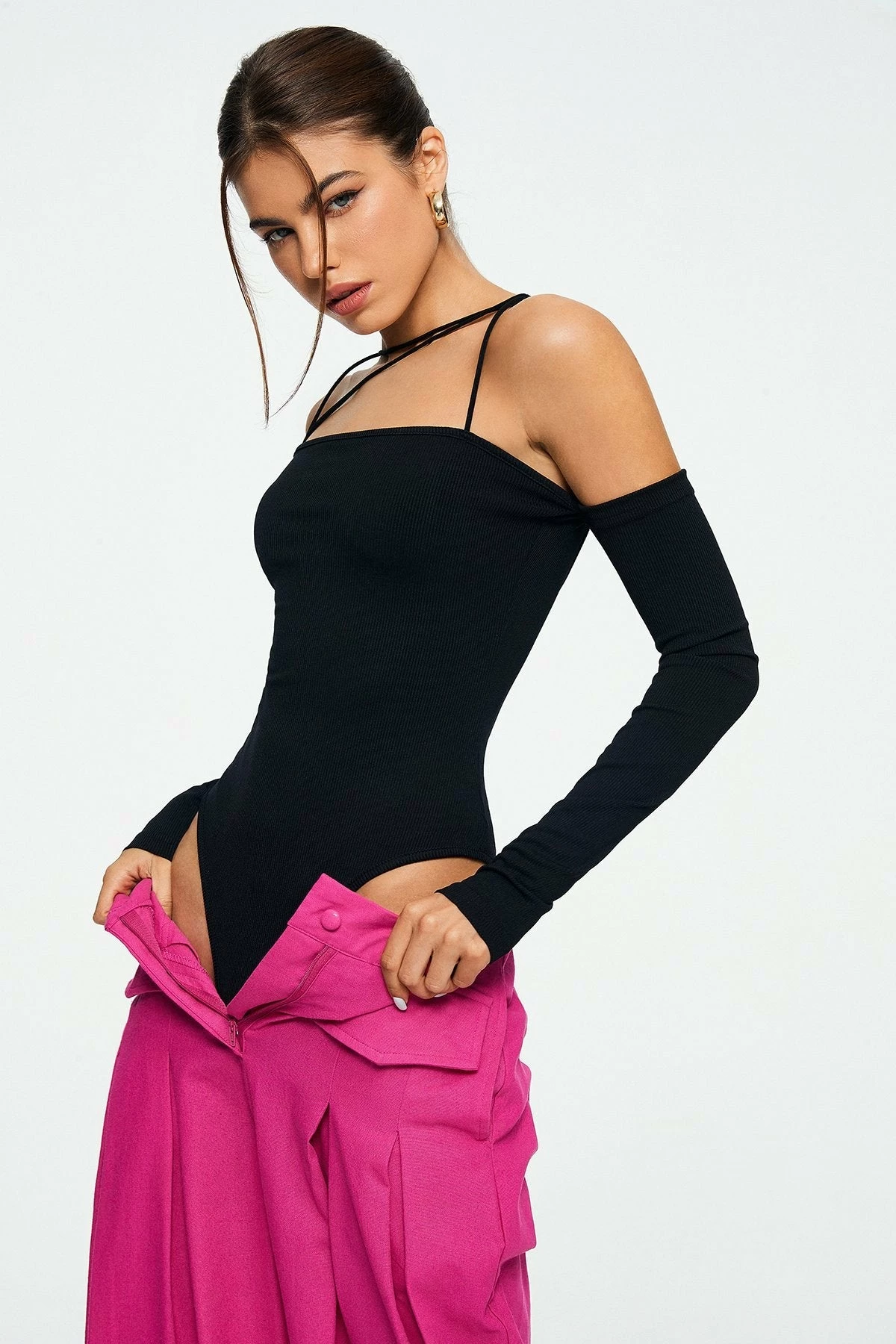 Solado Cold Shoulder Backless Long Sleeve Bodysuit