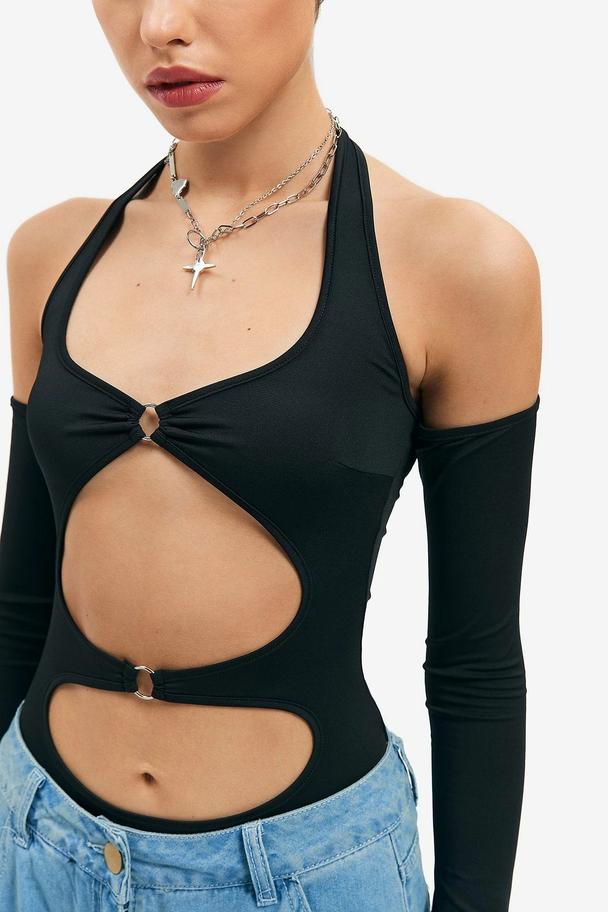 SOLADO Cut Out Cold Shoulder Backless Bodysuit 8 SOLADO Cut Out Cold Shoulder Backless Bodysuit - Image 8