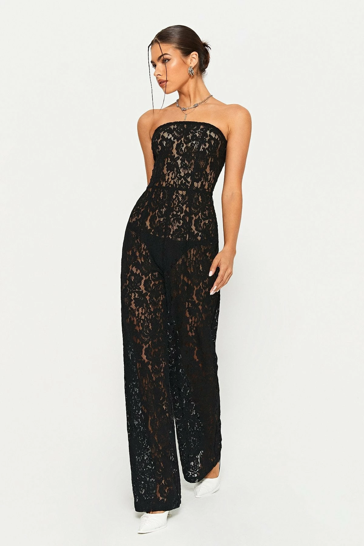 SOLADO Off Shoulder Floral Lace Jumpsuit Without Panty 2 SOLADO Off Shoulder Floral Lace Jumpsuit Without Panty - Image 2