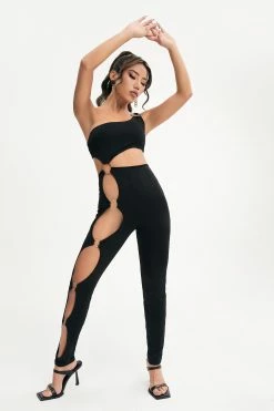 Alternative view of Solado One Shoulder Cut Out O-Ring Decor Jumpsuit