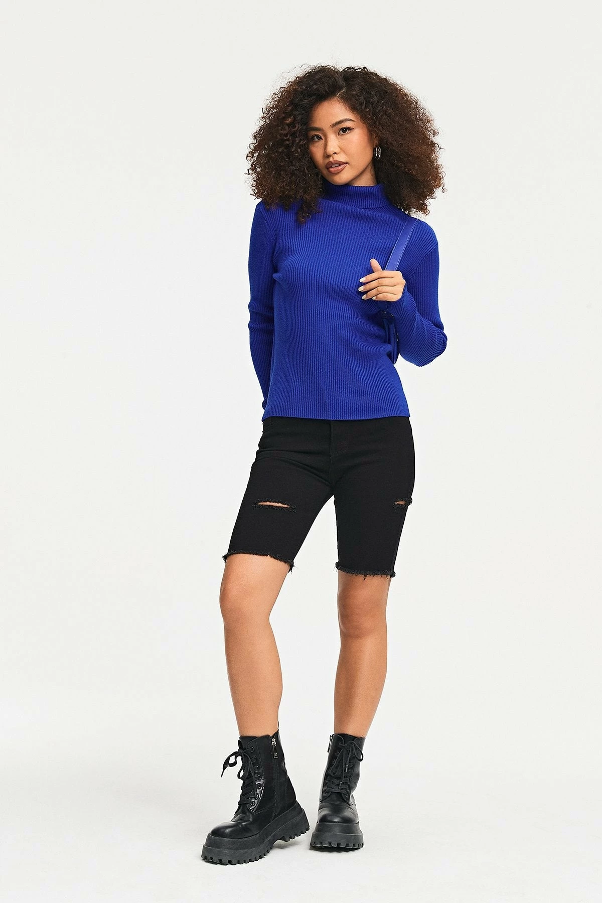 Solado High Neck Ribbed Knit Long Sleeve Solid Sweater - Image 4