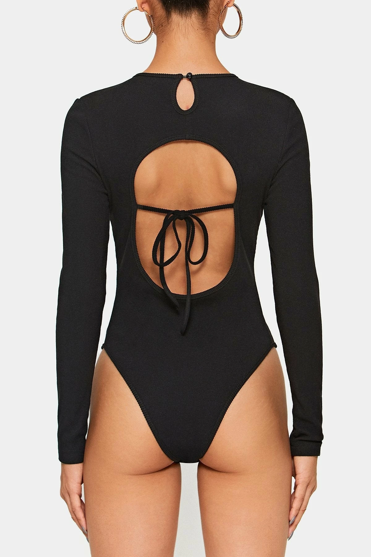 SOLADO Ribbed Open Back Tie Detail Long Sleeve Bodysuit 1 SOLADO Ribbed Open Back Tie Detail Long Sleeve Bodysuit