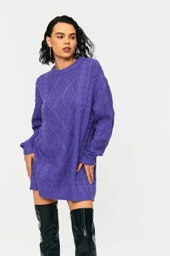 Solado Drop Shoulder Cable Knit Long Sleeve Sweater