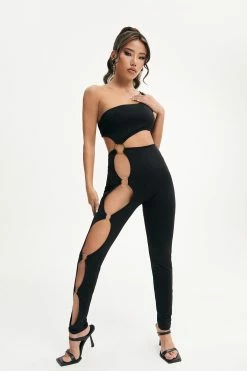 Solado One Shoulder Cut Out O-Ring Decor Jumpsuit