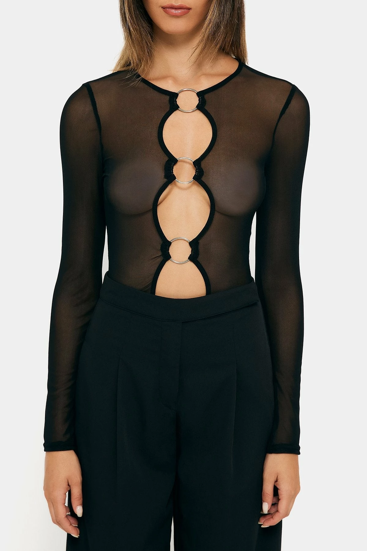 Solado Cut Out Ring Front Mesh Long Sleeve Bodysuit 6 Solado Cut Out Ring Front Mesh Long Sleeve Bodysuit - Image 6