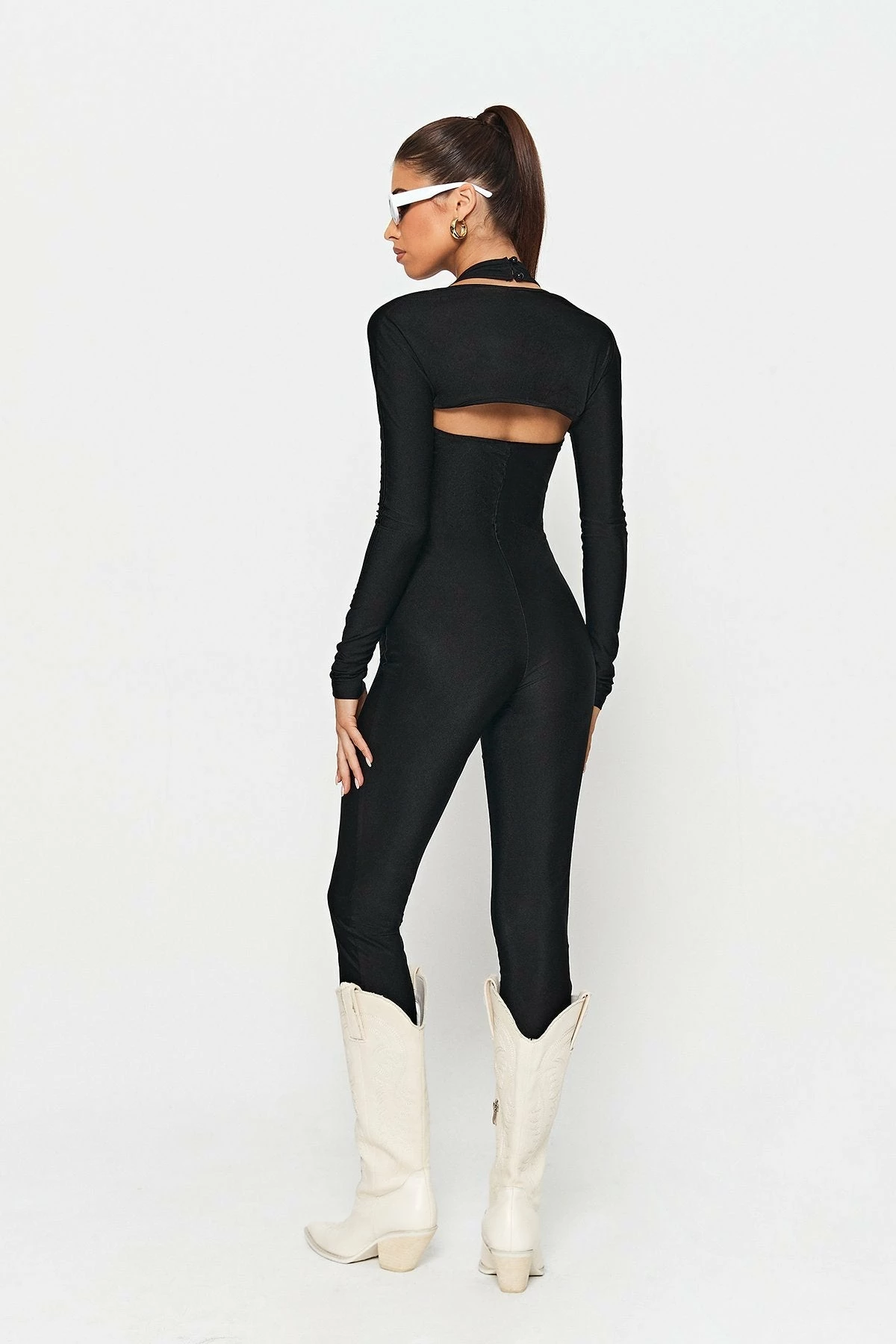 SOLADO Open Neck Long Sleeve Top & Halter Neck Skinny Jumpsuit Set 5 SOLADO Open Neck Long Sleeve Top & Halter Neck Skinny Jumpsuit Set - Image 5
