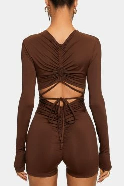 SOLADO Plunging Neck Drawstring Ruched Romper Playsuit -SOLADO shop jpeg 9c584056 f7eb 4ba2 bc6d f1b1dc22168a 1800x1800
