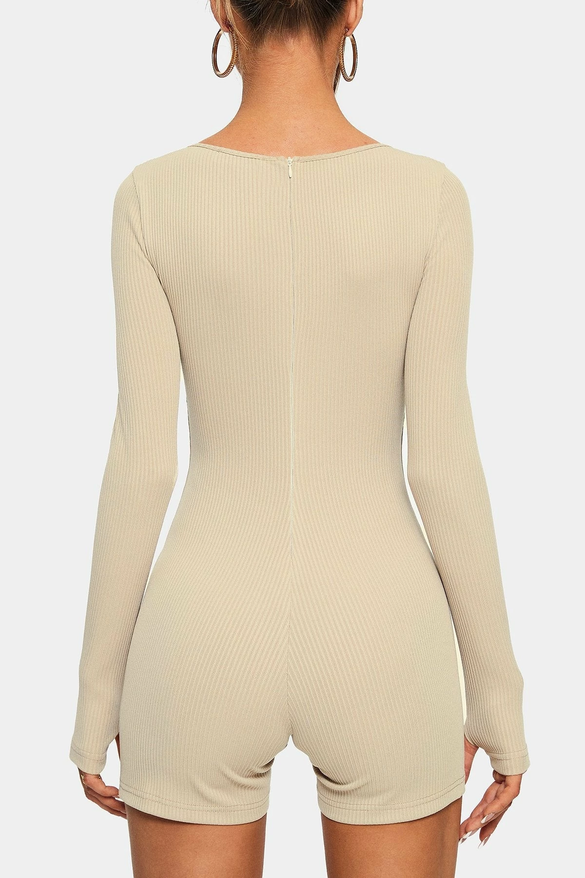 SOLADO Ribbed Thumb Hole Long Sleeve Romper Playsuit 7 SOLADO Ribbed Thumb Hole Long Sleeve Romper Playsuit - Image 7