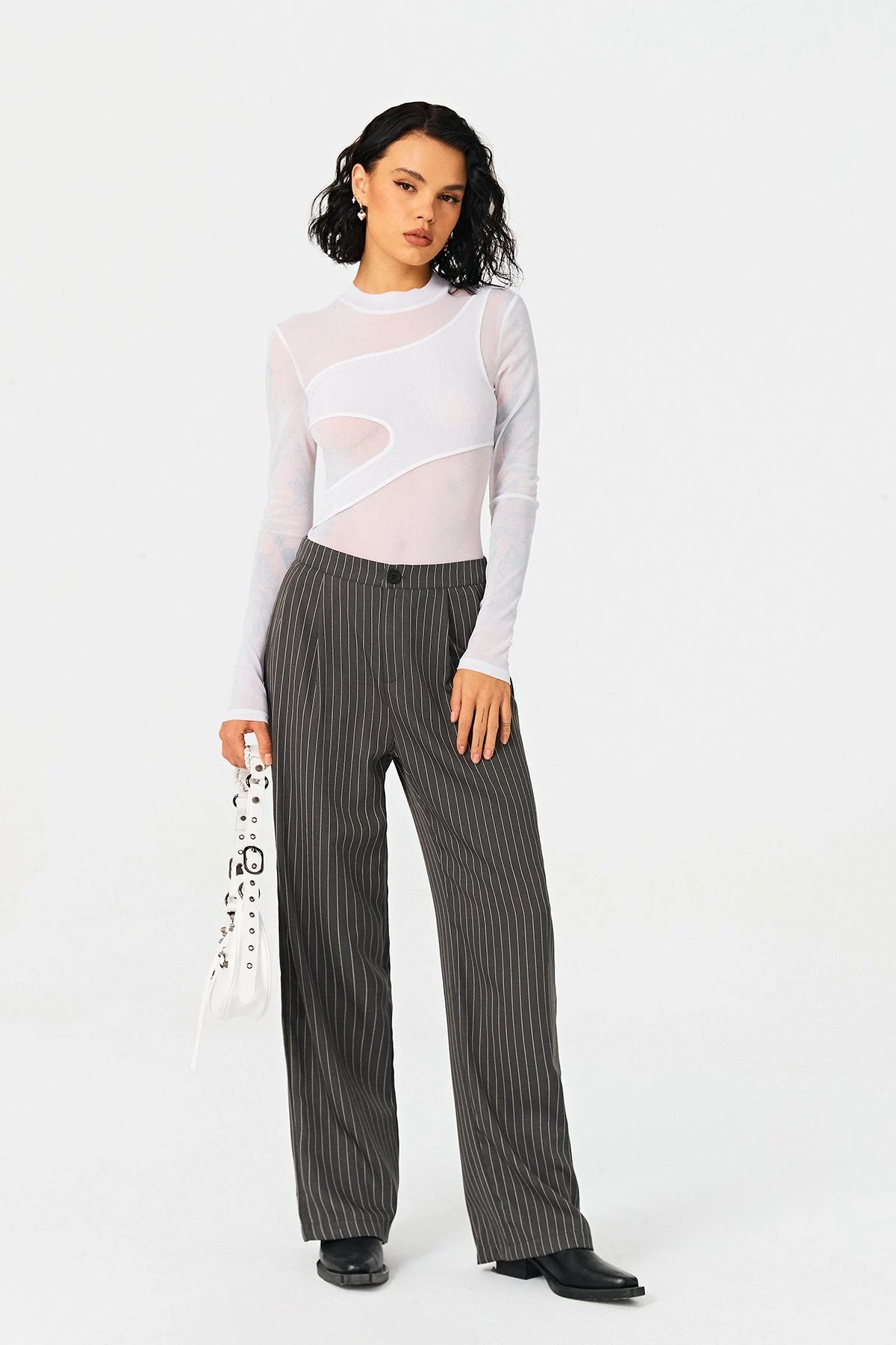 SOLADO Mock Neck Cut Out Mesh Long Sleeve Bodysuit - Image 4