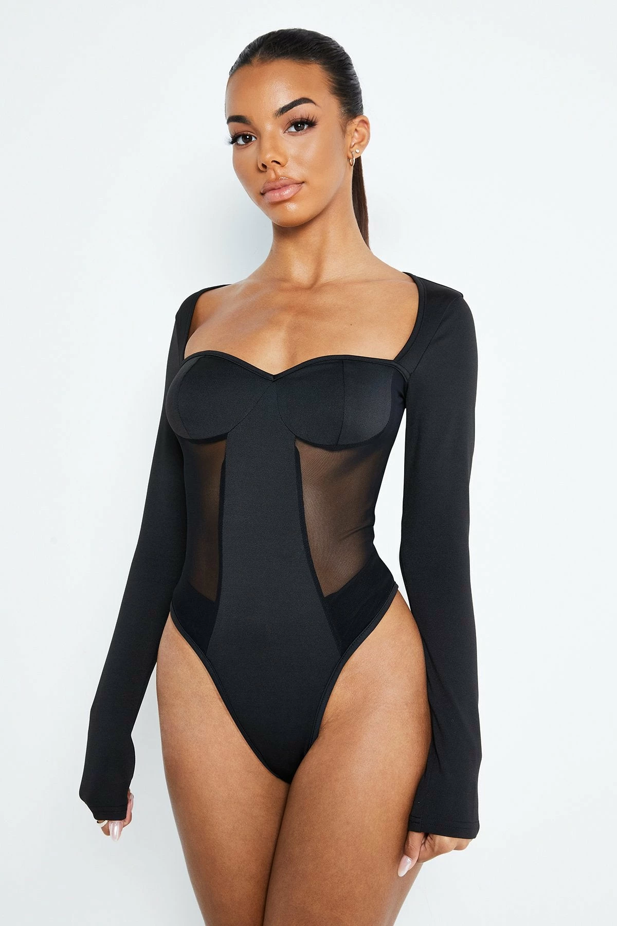 Solado Sweetheart Mesh Splicing Long Sleeve Bodysuit 1 Solado Sweetheart Mesh Splicing Long Sleeve Bodysuit