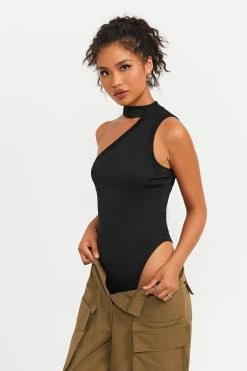 Solado Oblique Shoulder Splicing Sleeveless Bodysuit