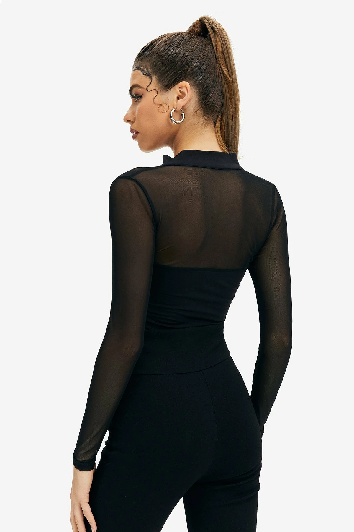 Solado Cut Out Tie Detail Mesh Splicing Bodysuit 2 Solado Cut Out Tie Detail Mesh Splicing Bodysuit - Image 2