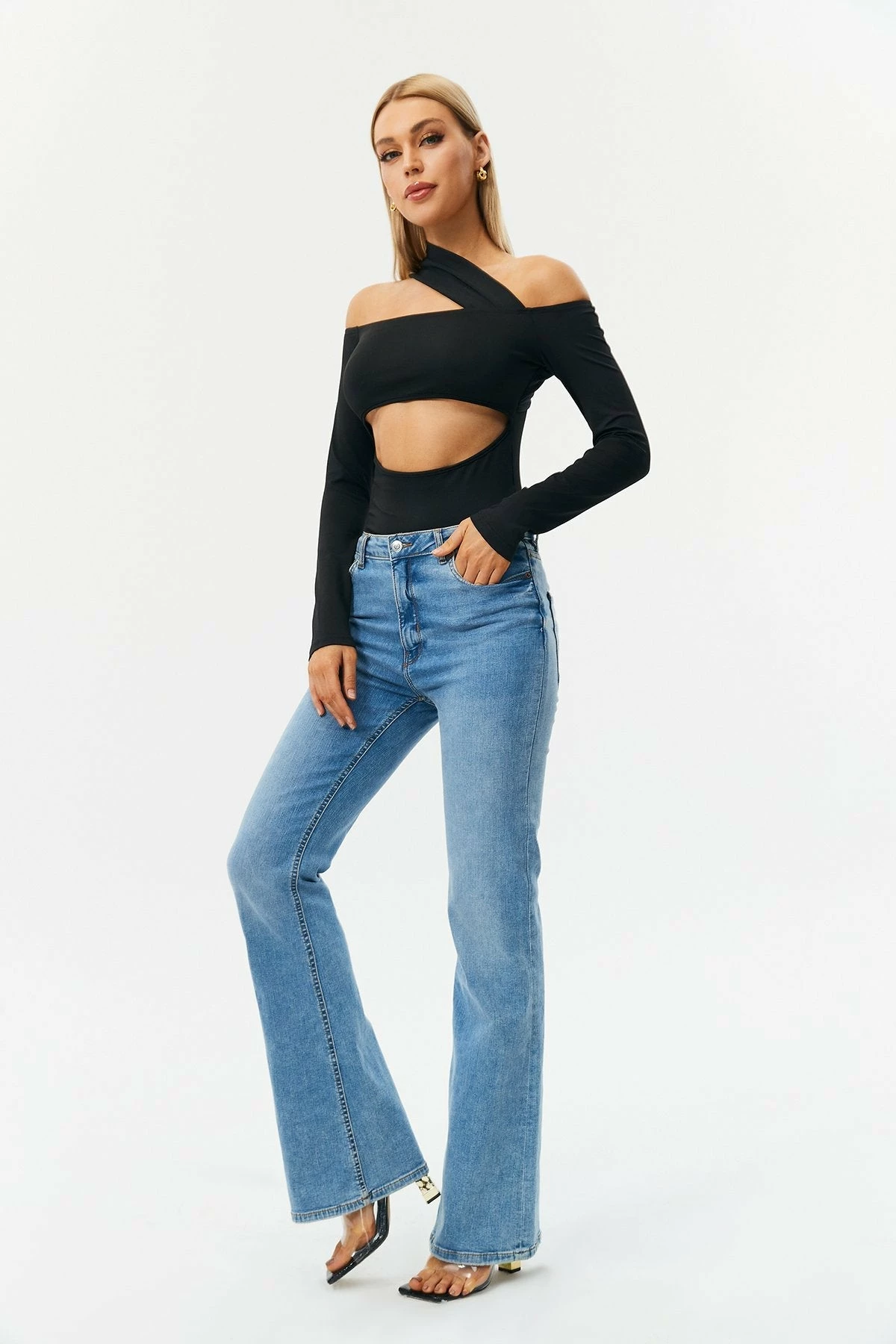 Solado Asymmetric Cut Out Off Shoulder Bodysuit - Image 5