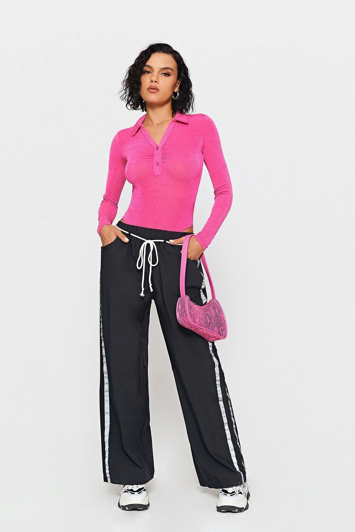 Solado Lapel Neck Half Button Long Sleeve Bodysuit - Image 10