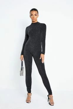 Alternative view of SOLADO Mock Neck Lurex Long Sleeve Bodycon Jumpsuit