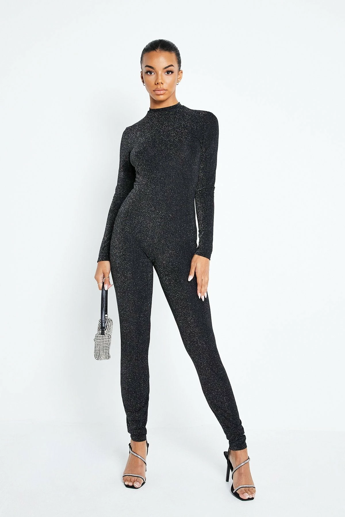 SOLADO Mock Neck Lurex Long Sleeve Bodycon Jumpsuit 2 SOLADO Mock Neck Lurex Long Sleeve Bodycon Jumpsuit - Image 2