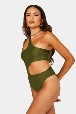 SOLADO One Shoulder Cut Out Sleeveless Bodysuit
