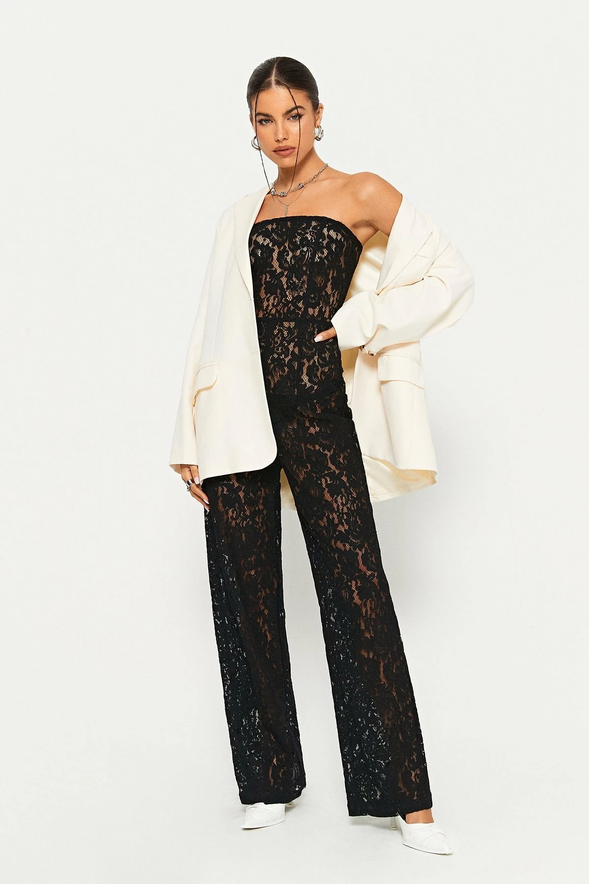 SOLADO Off Shoulder Floral Lace Jumpsuit Without Panty 3 SOLADO Off Shoulder Floral Lace Jumpsuit Without Panty - Image 3