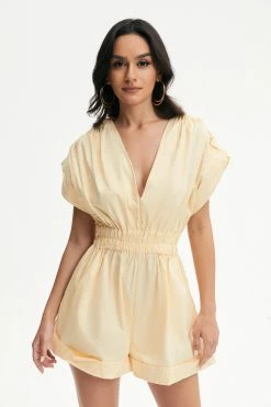 Solado Plunging Neck Elastic Waist Romper Playsuit