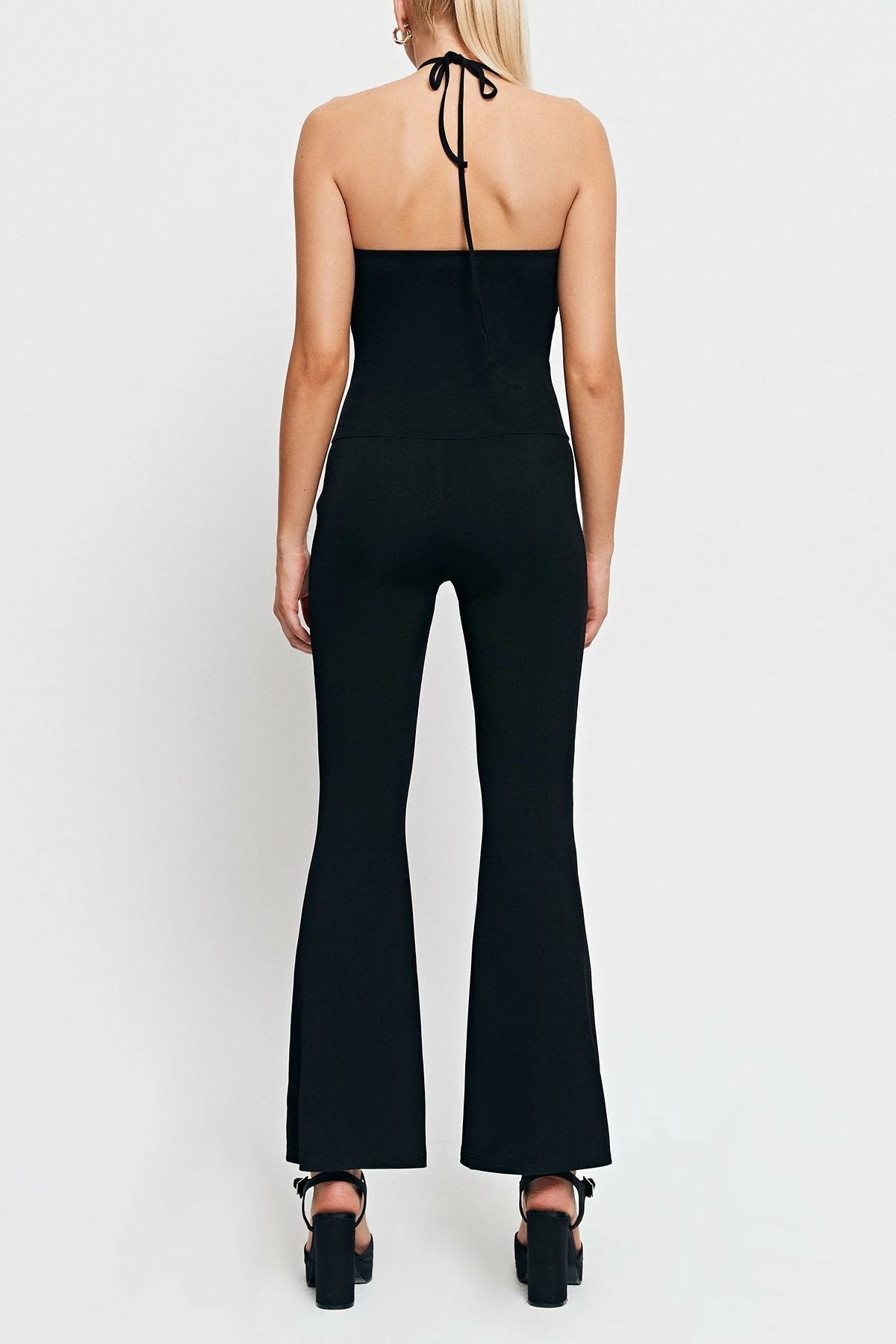 SOLADO Halter Neck Mesh Splicing Flared Jumpsuit 7 SOLADO Halter Neck Mesh Splicing Flared Jumpsuit - Image 7