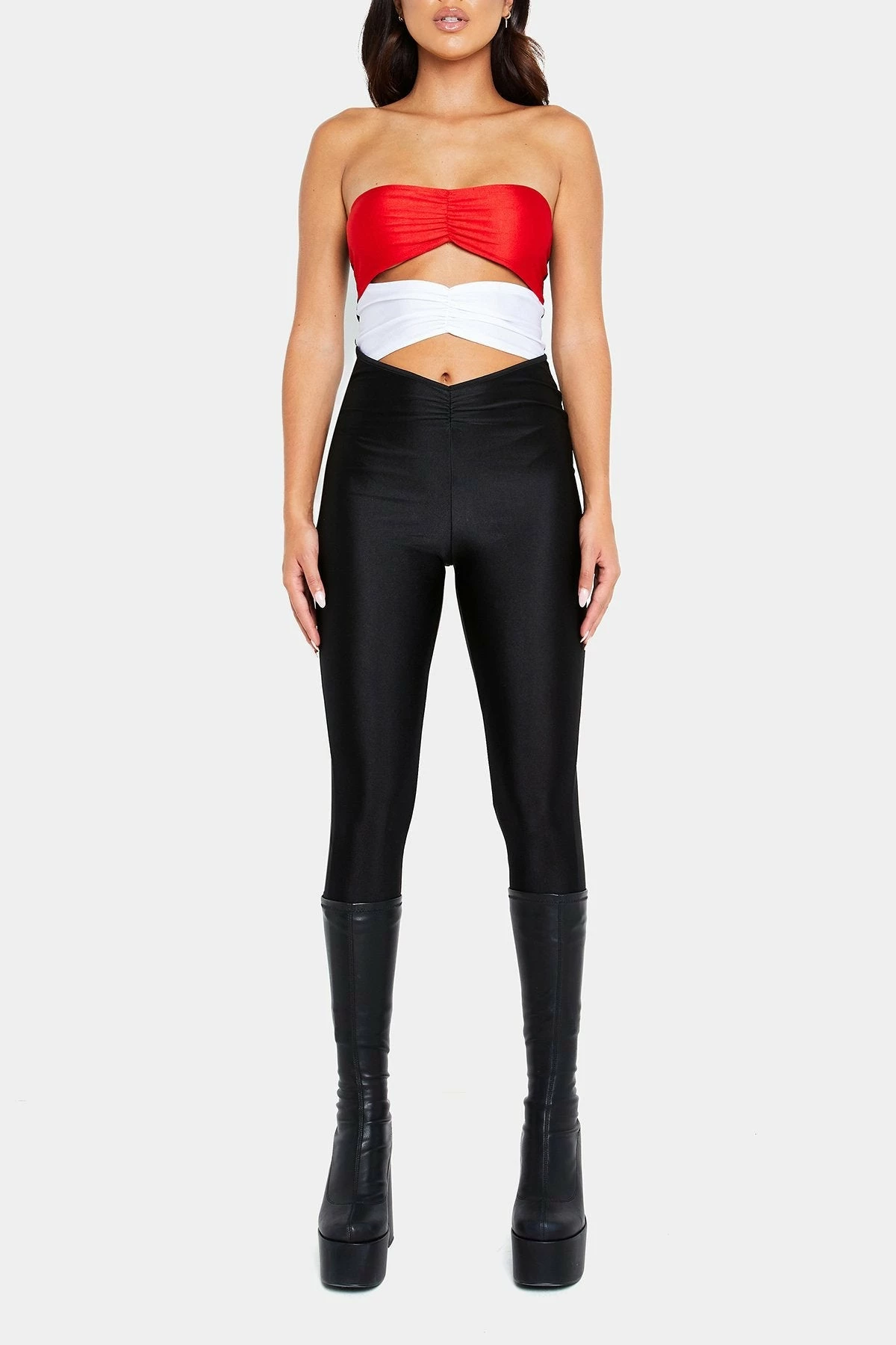 Solado Off Shoulder Cut Out Ruched Colorblock Jumpsuit 6 Solado Off Shoulder Cut Out Ruched Colorblock Jumpsuit - Image 6