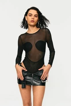 SOLADO Mesh Splicing Long Sleeve Bodysuit