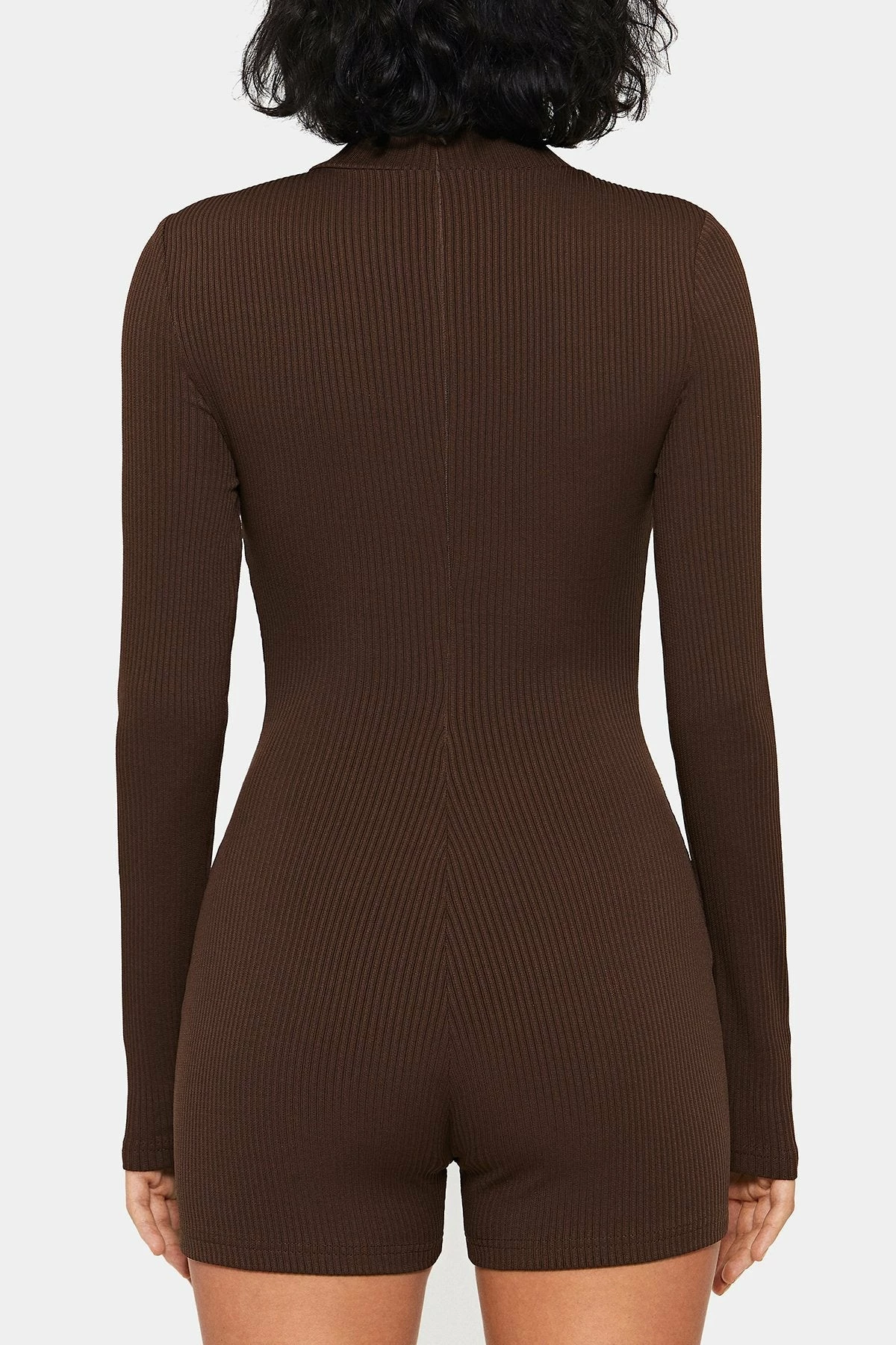 SOLADO Cut Out Solid Ribbed Long Sleeve Romper Playsuit 7 SOLADO Cut Out Solid Ribbed Long Sleeve Romper Playsuit - Image 7